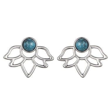 Lotus Blue Gem Stone Stud Earrings-Your Soul Place